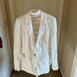 White linen like fabric blazer.